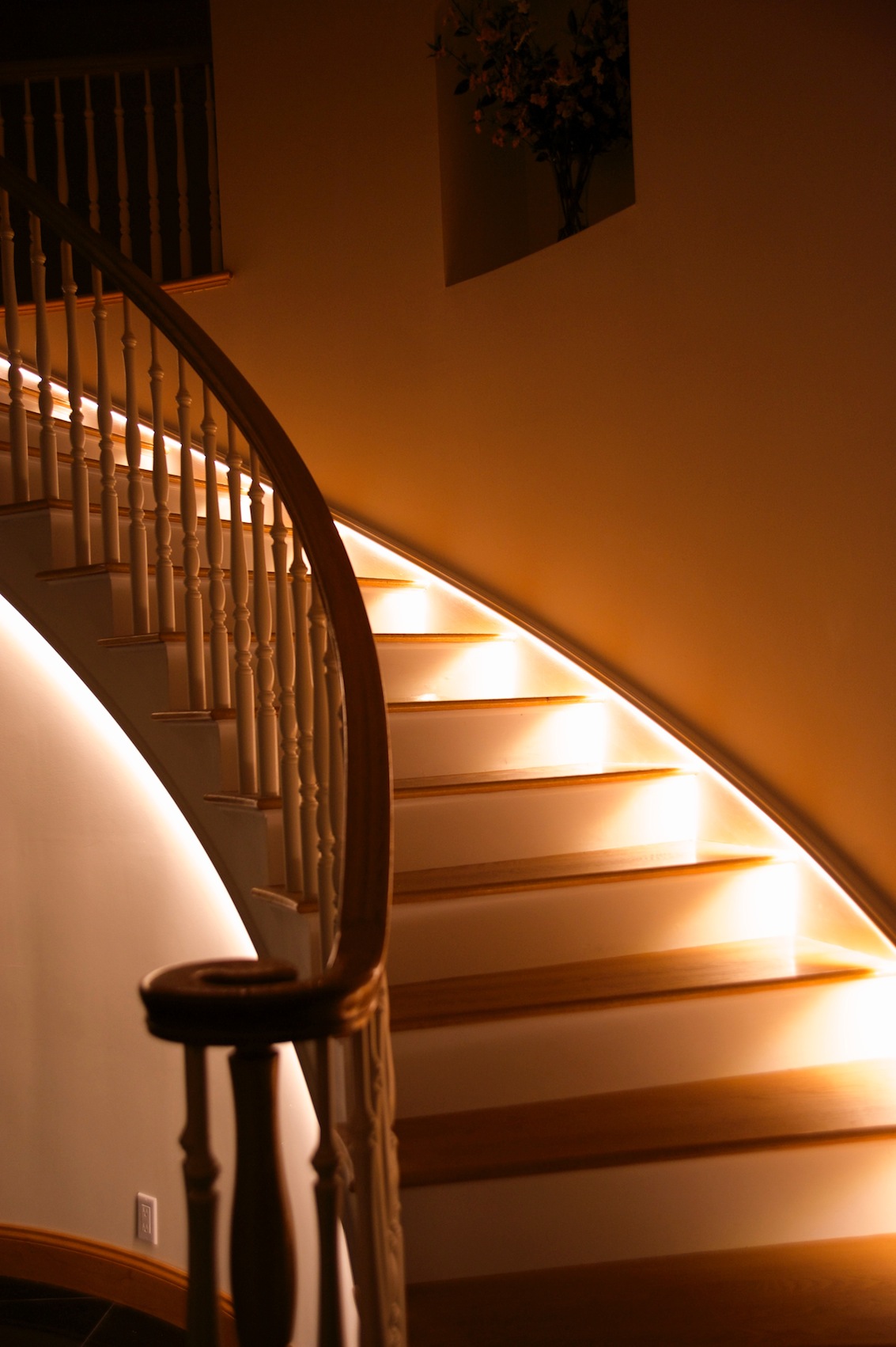 Under store stair lighting